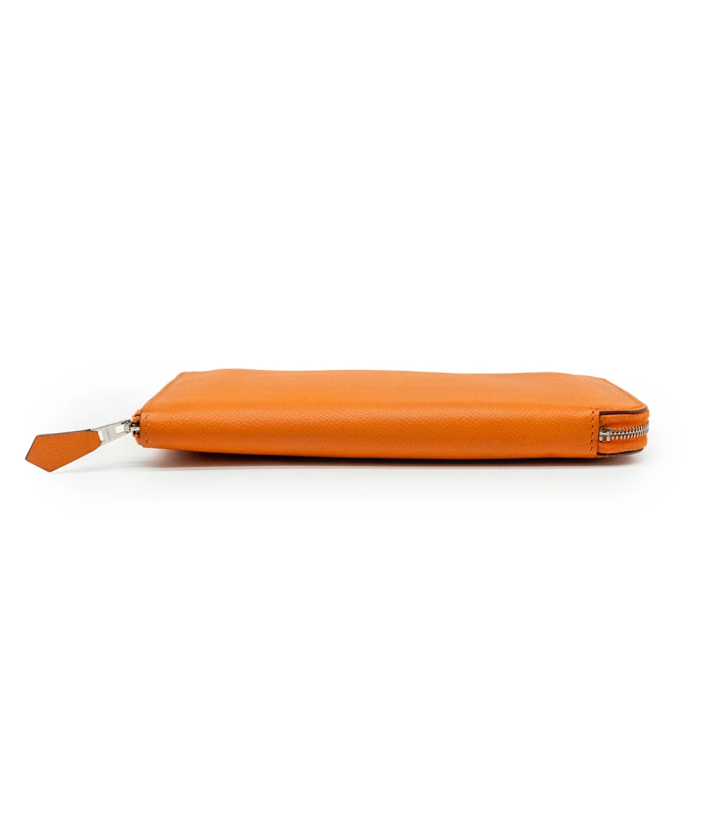 Hermes Orange Color Epsom Leather Azap Long Wallet