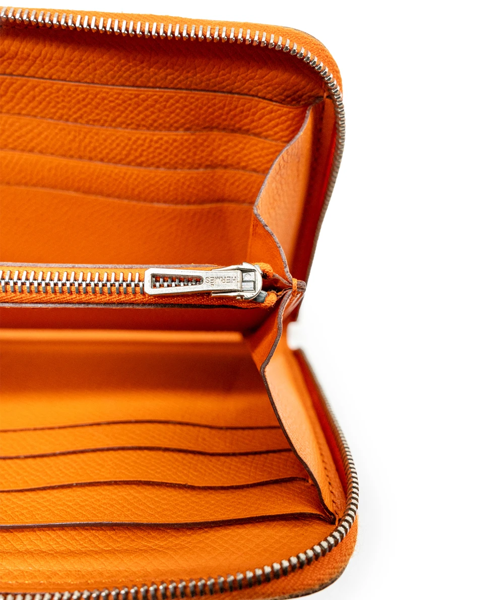 Hermes Orange Color Epsom Leather Azap Long Wallet