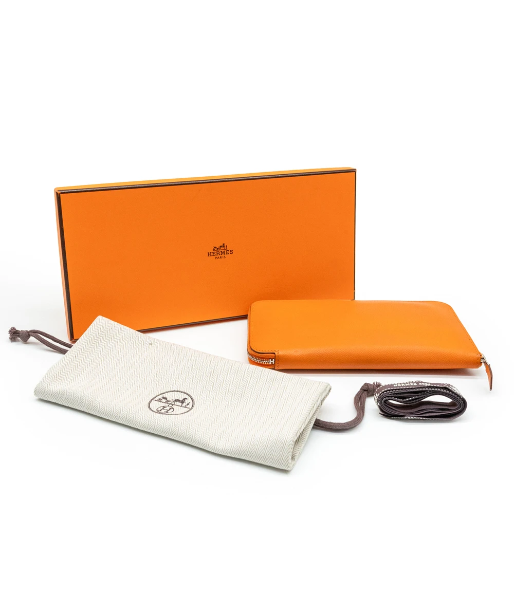 Hermes Orange Color Epsom Leather Azap Long Wallet