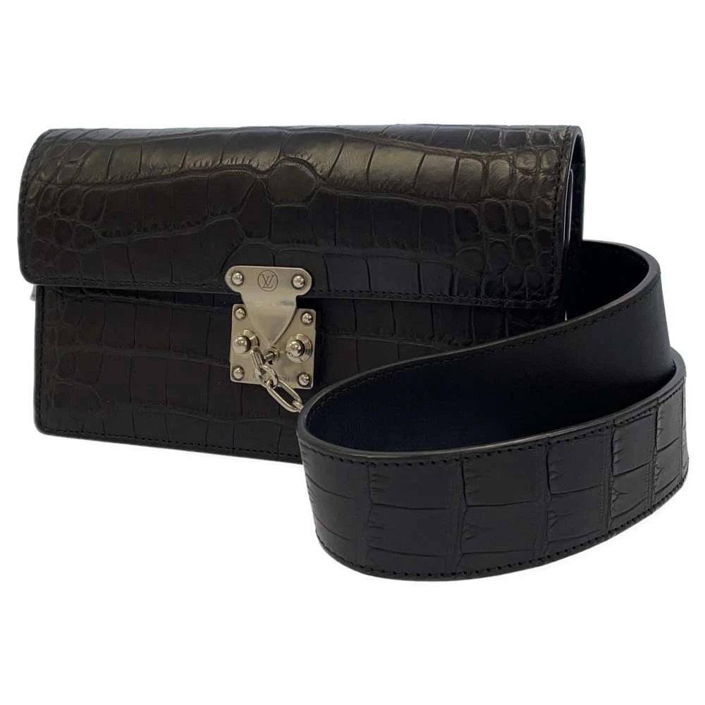 Louis Vuitton Black Crocodile Alligator Leather Waist Belt Bag