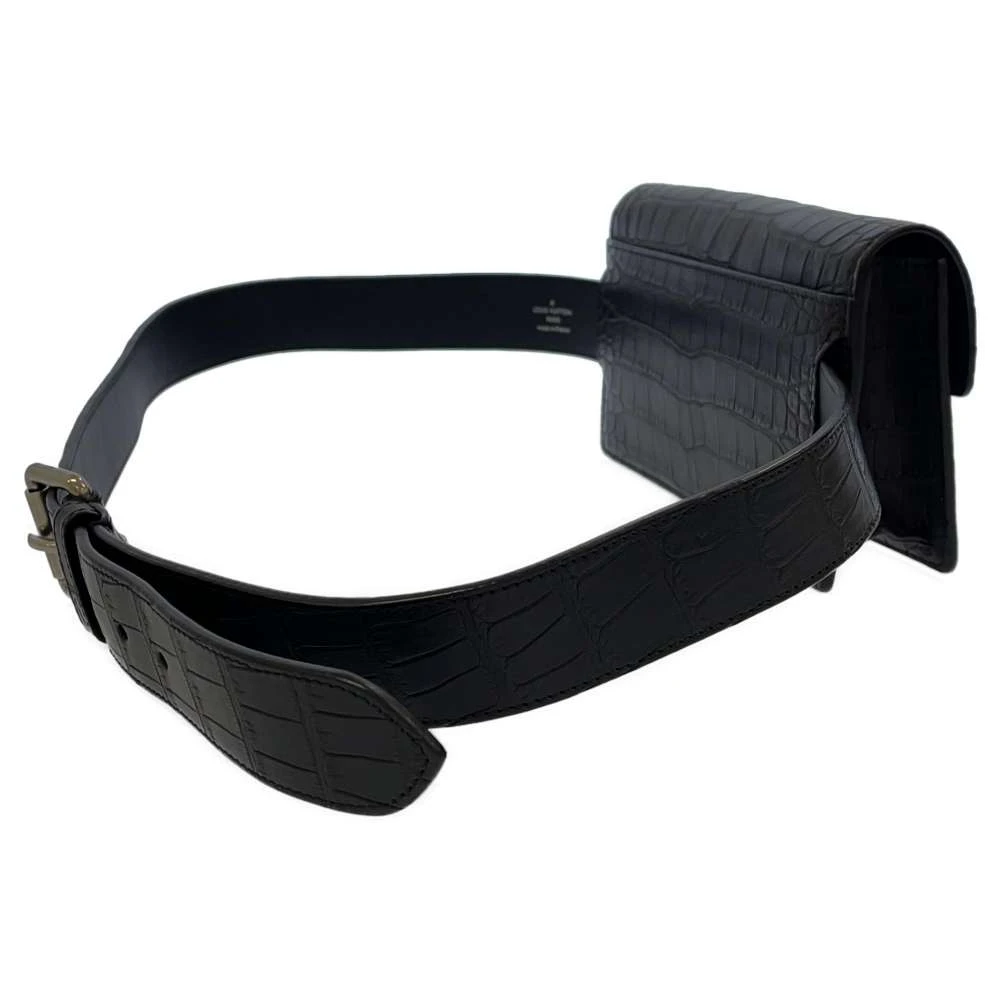Louis Vuitton Black Crocodile Alligator Leather Waist Belt Bag