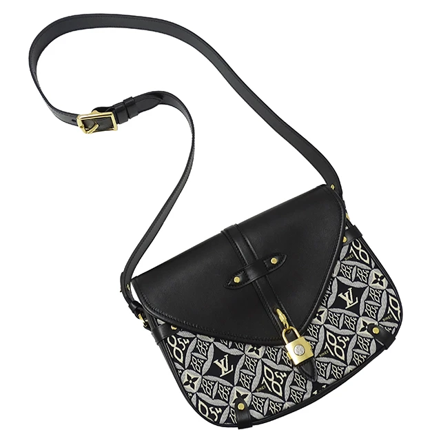 Louis Vuitton Black Leather  Canvas Neo Saumur MM Shoulder Bag