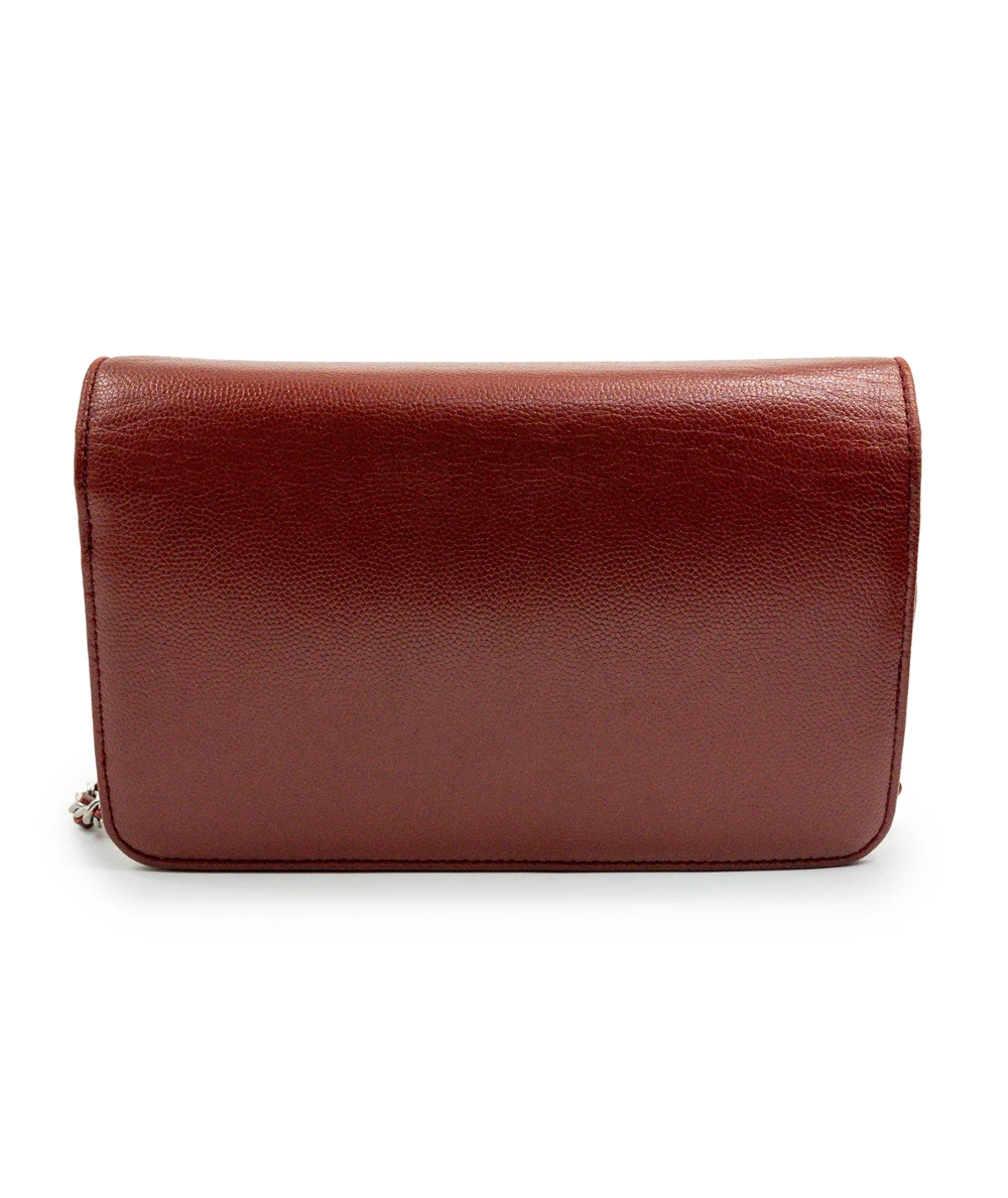 Chanel Red Caviar Leather Wallet On Chain Shoulder / Crossbody Bag