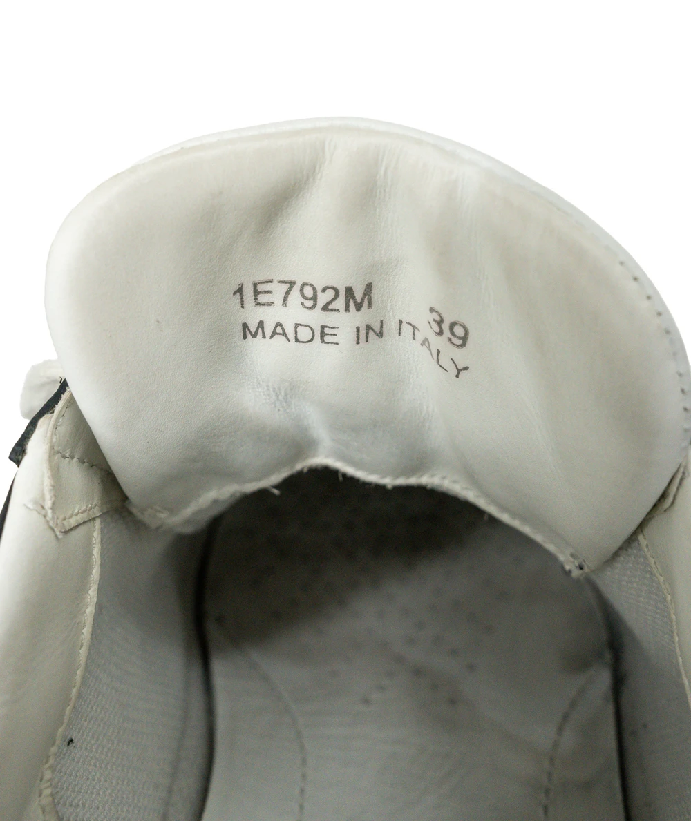 Prada Size 39 White and Black Downtown Leather Womens Sneakers