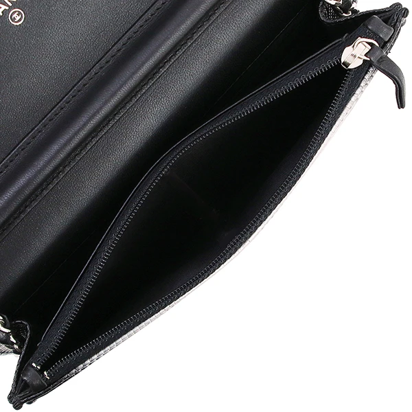 Chanel Black and Silver Lizard Skin Wallet On Chain Bag