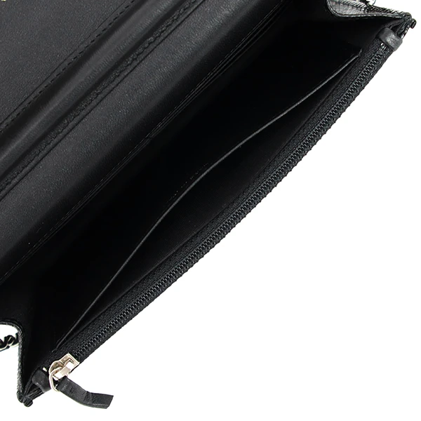 Chanel Black and Silver Lizard Skin Wallet On Chain Bag
