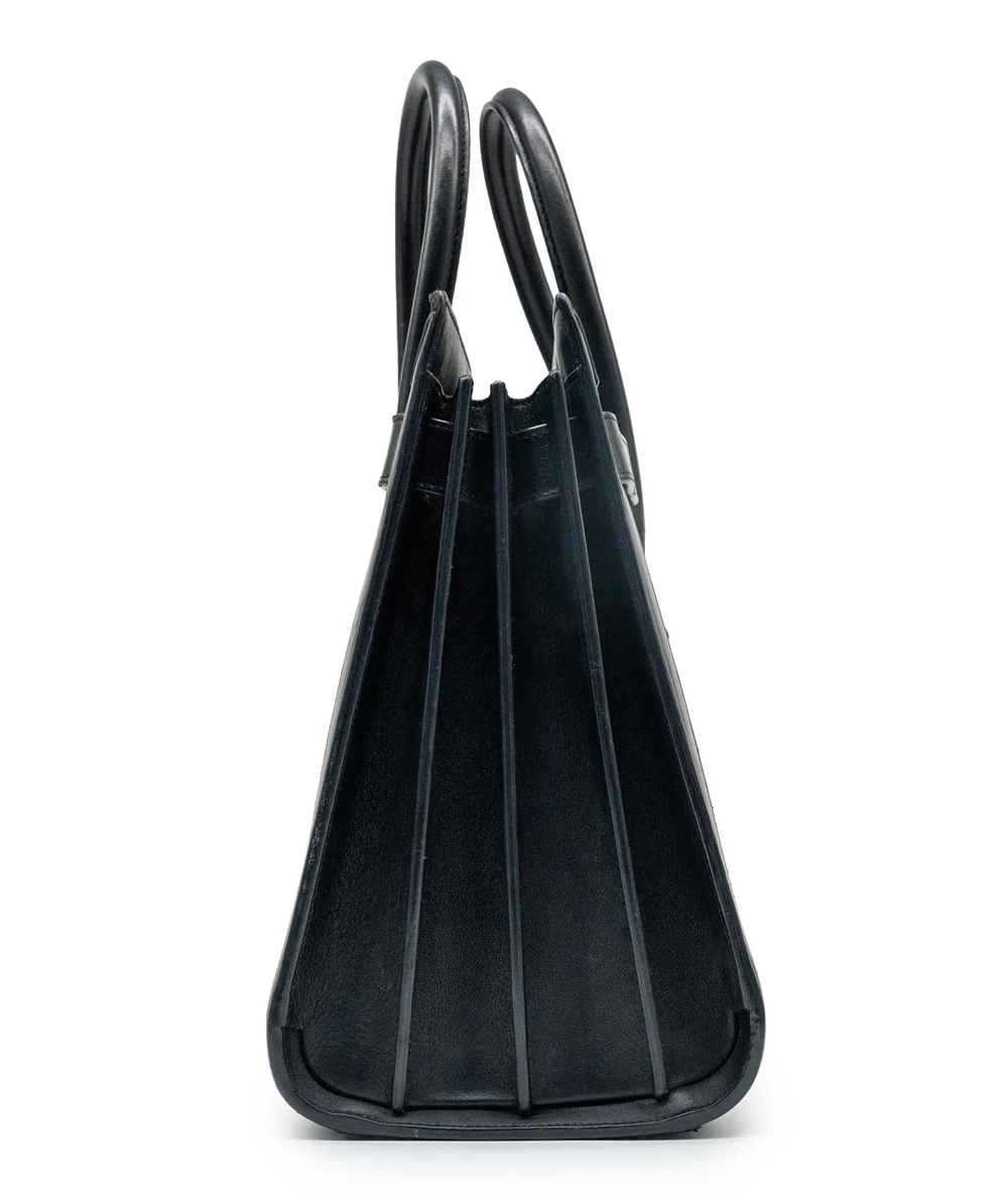 Saint Laurent Black Python Embossed and Leather Small Classic Sac De Jour Tote