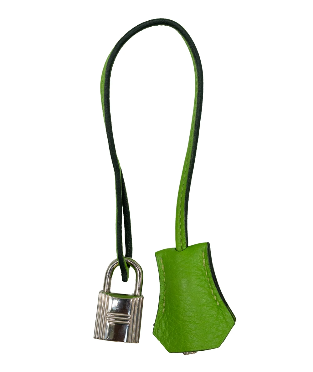 Hermes Size 35 Clemence Leather Birkin in Apple Green with Palladium hardware