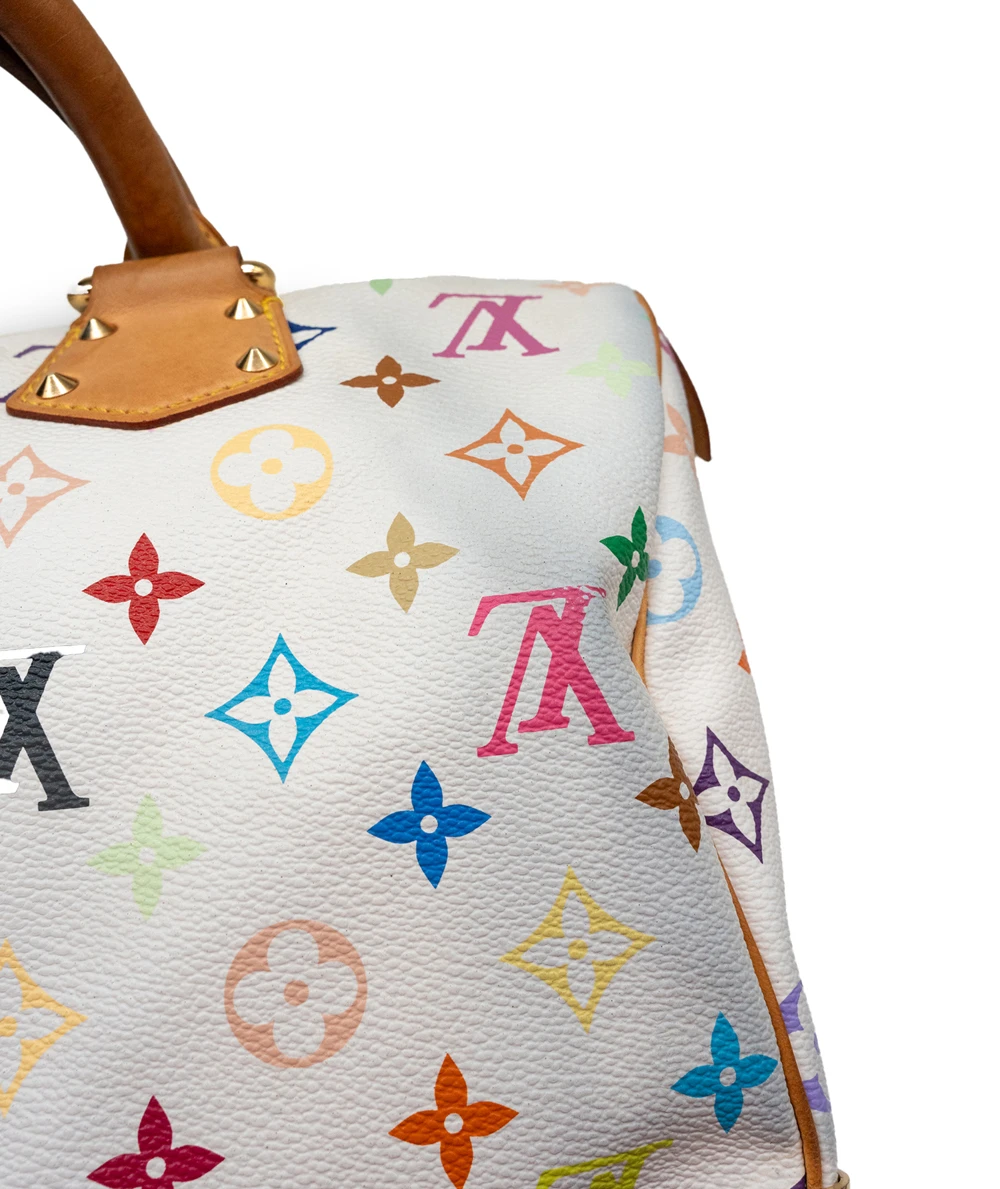Louis Vuitton White Multicolor Monogram Canvas Speedy 30