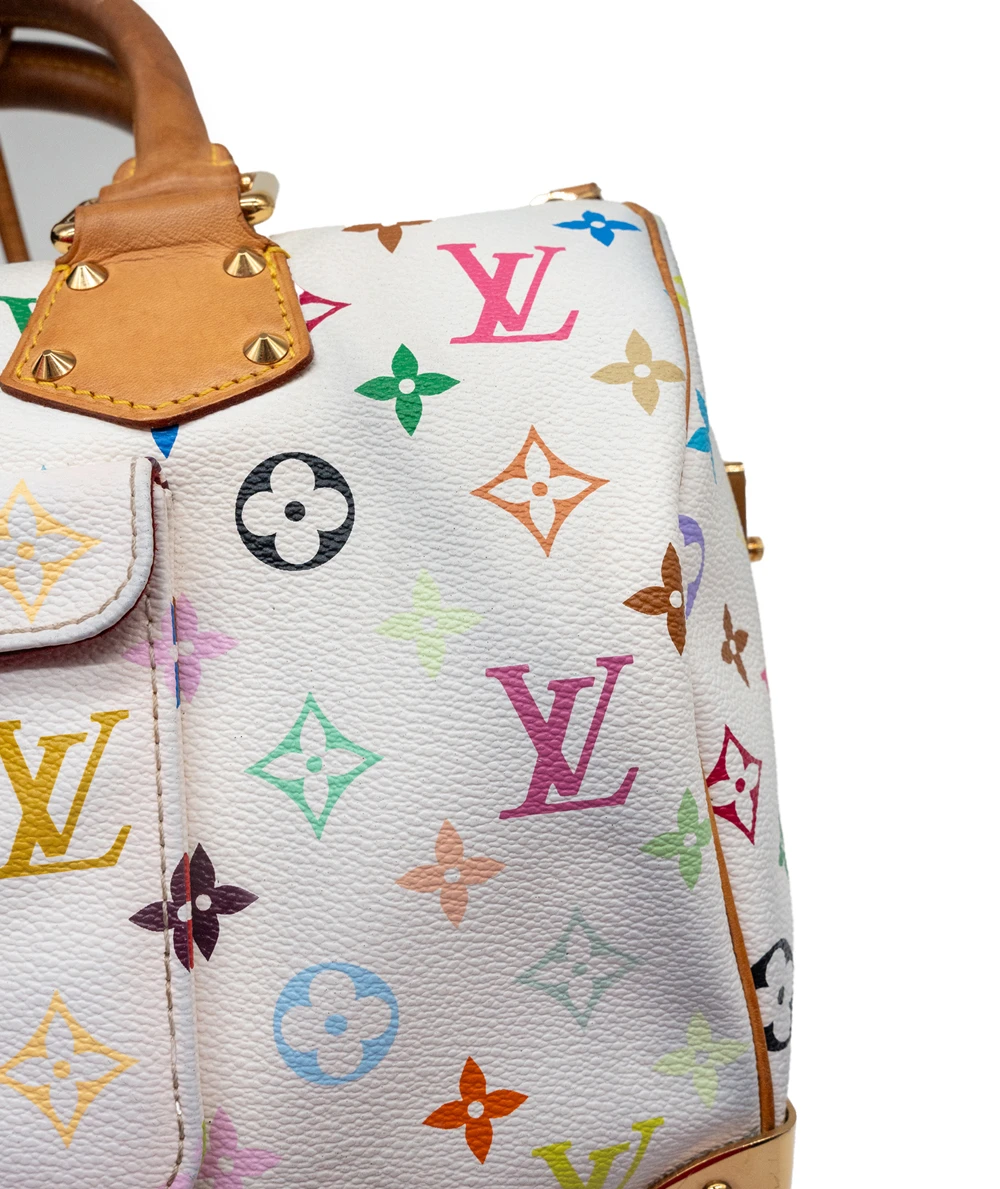 Louis Vuitton White Multicolor Monogram Canvas Speedy 30