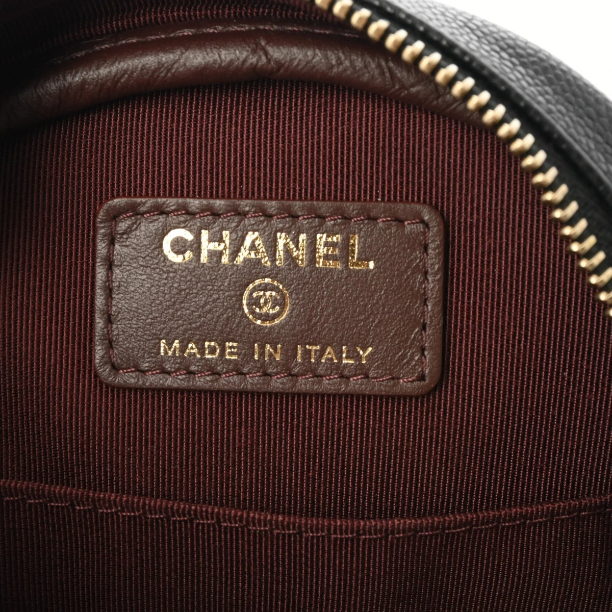 Chanel Black Round Chain Clutch Caviar Skin Shoulder Bag