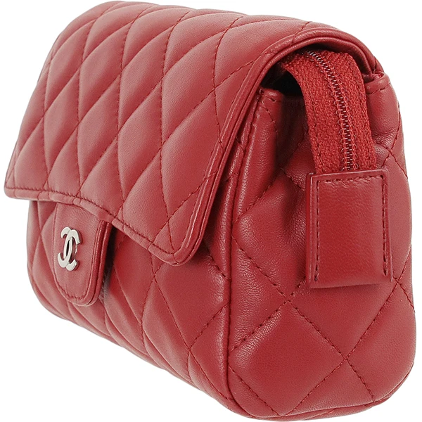 Chanel Red Quilted Cosmetic Pouch