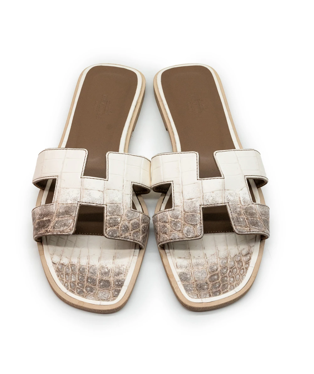 Hermes Size 38 Oran Himalaya Leather Sandals