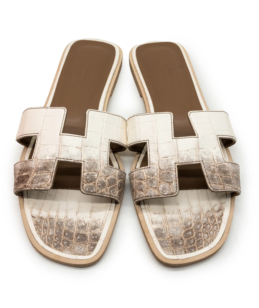 Hermes Size 38 Oran Himalaya Leather Sandals