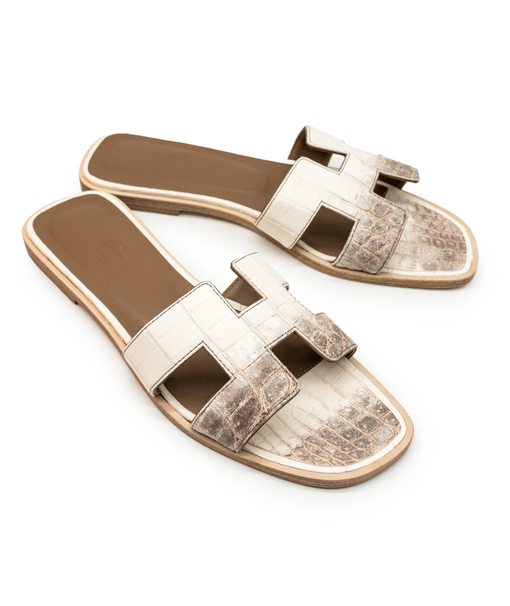 Hermes Size 38 Oran Himalaya Leather Sandals
