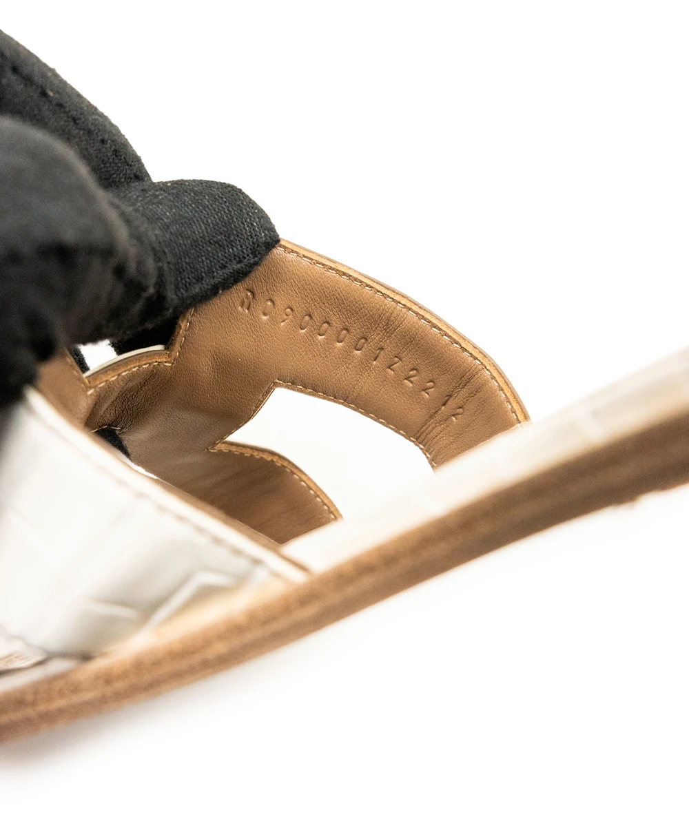 Hermes Size 38 Oran Himalaya Leather Sandals