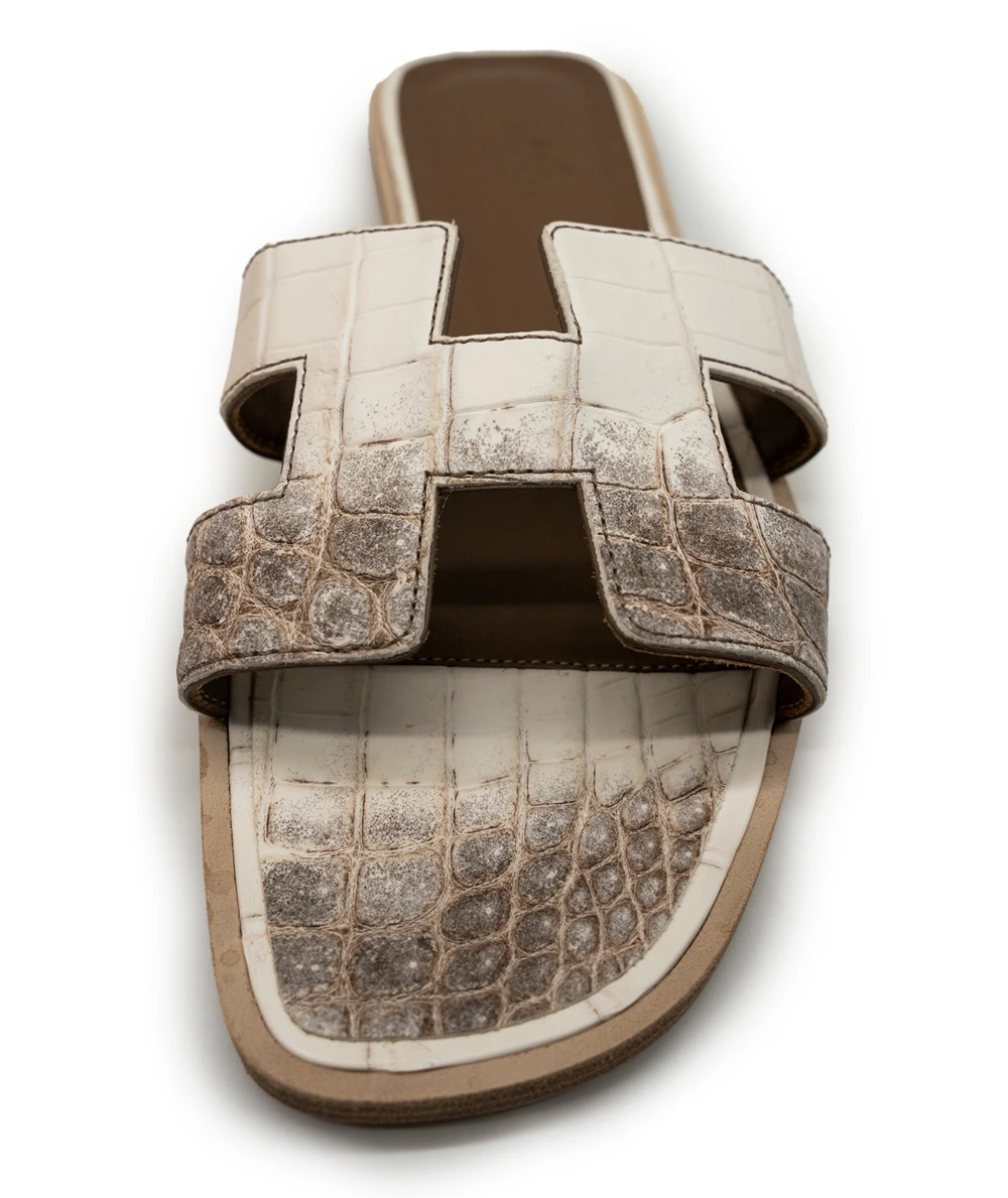 Hermes Size 38 Oran Himalaya Leather Sandals