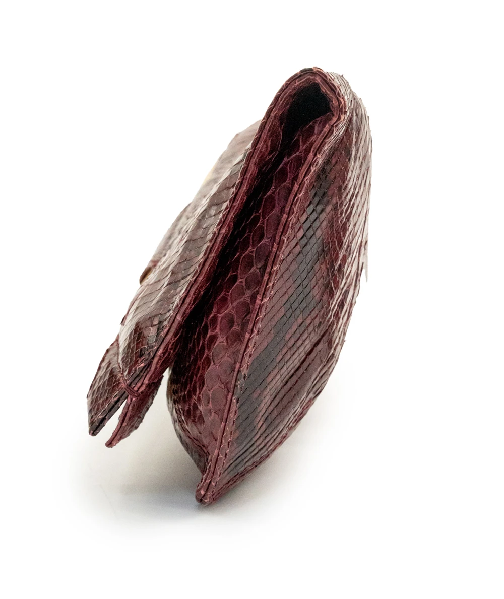 Jimmy Choo Burgundy and Black Python Leather Clutch