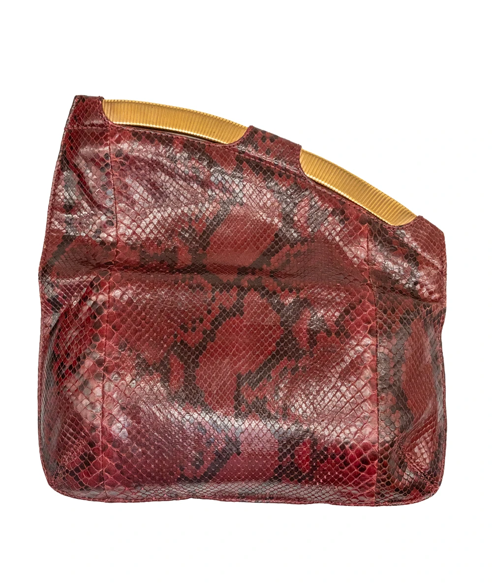 Jimmy Choo Burgundy and Black Python Leather Clutch