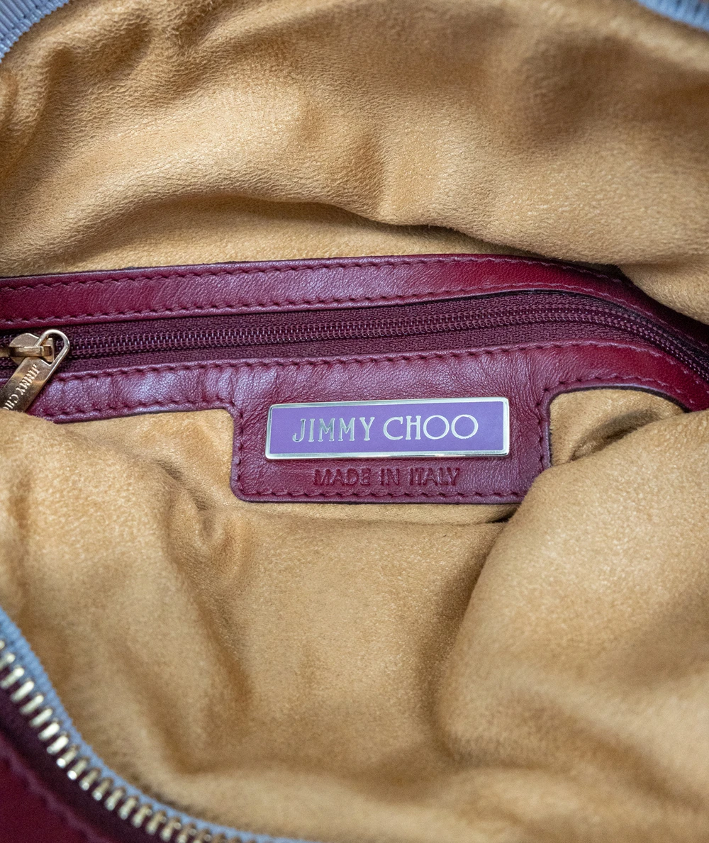 Jimmy Choo Burgundy and Black Python Leather Clutch