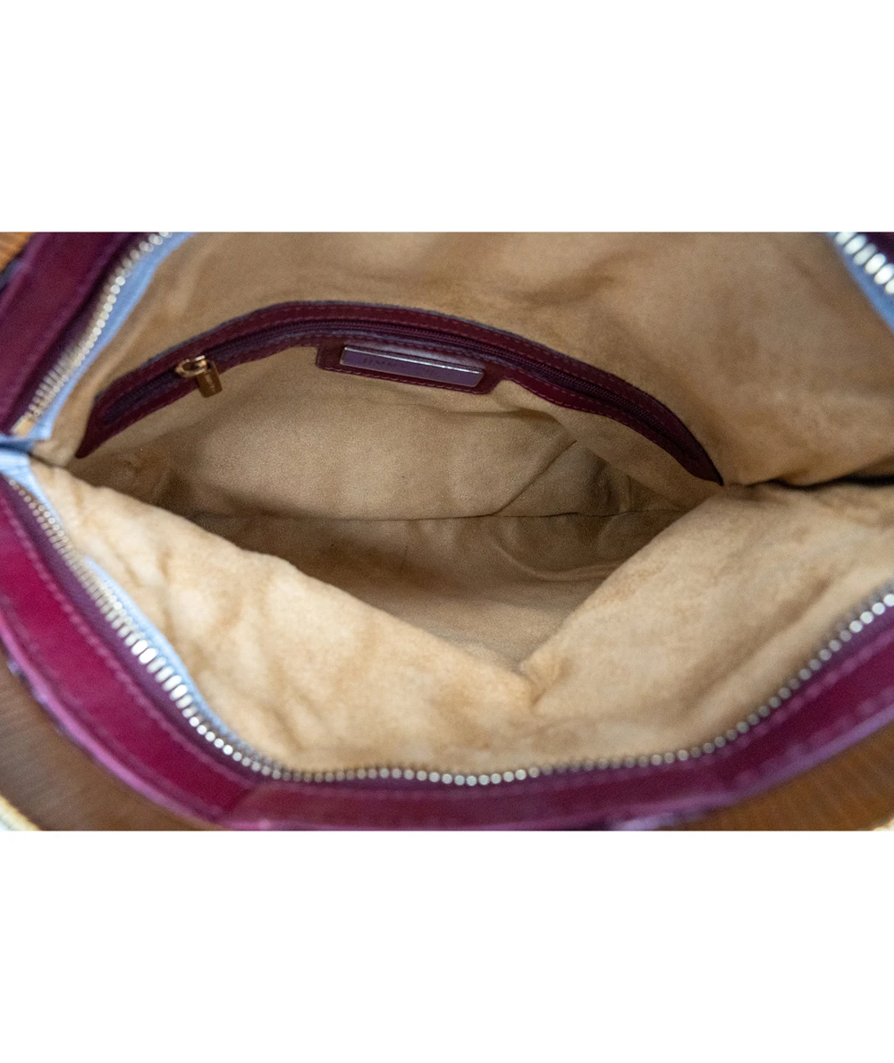 Jimmy Choo Burgundy and Black Python Leather Clutch