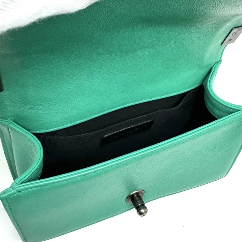 Chanel Green Caviar Leather Small Boy Bag