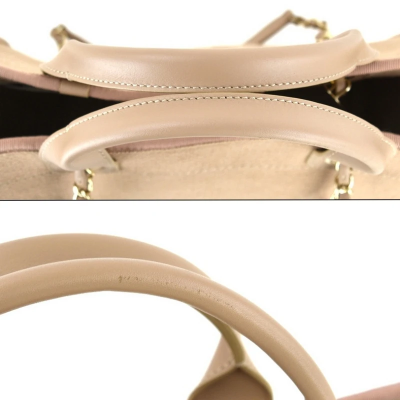 Chanel Deauville Medium Size Beige Color Canvas Tote Bag