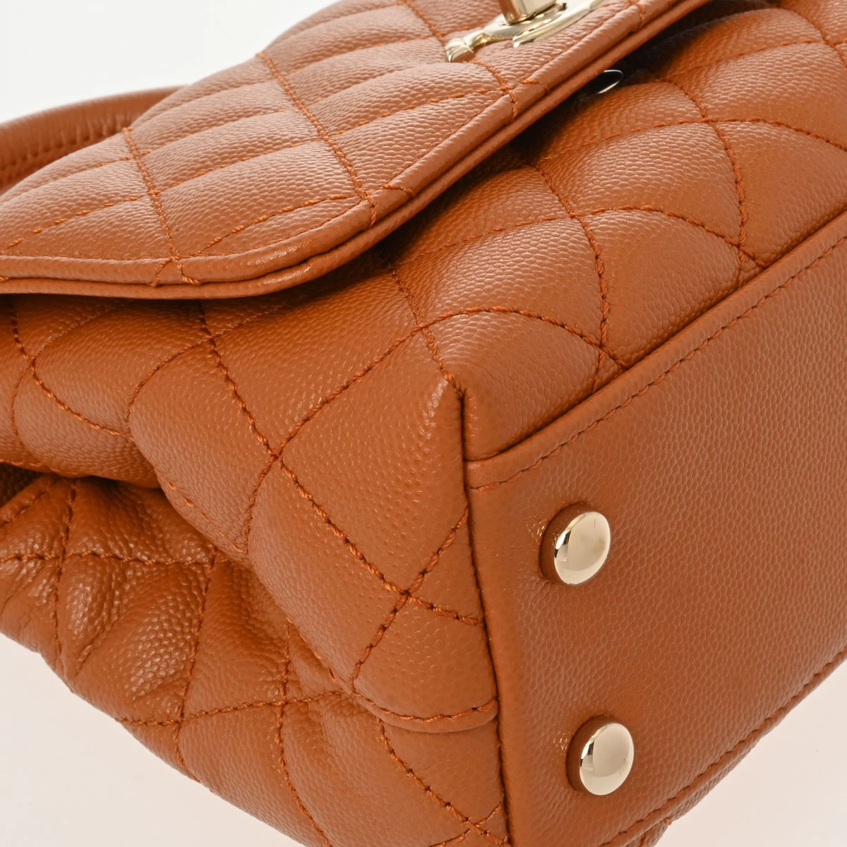 Chanel Caramel Brown Calfskin Leather Small Top Handle Bag