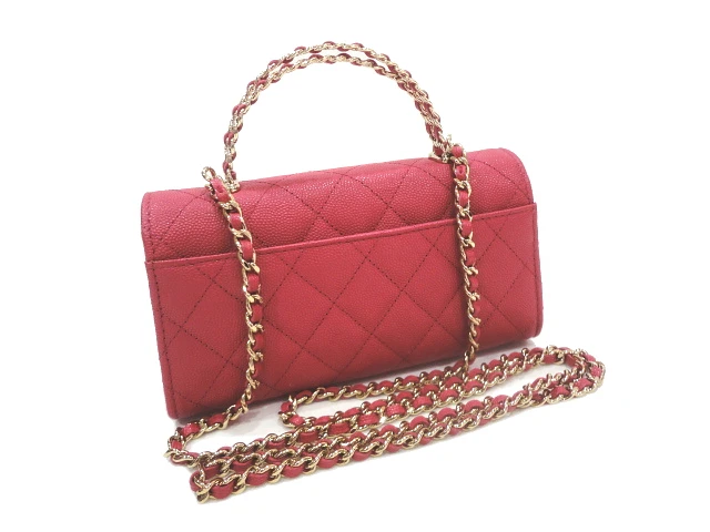 Chanel Dark Pink Caviar Leather Vanity Handle Bag