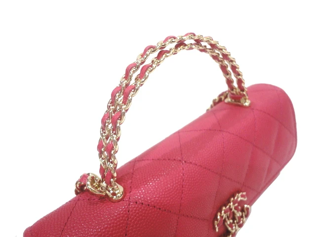 Chanel Dark Pink Caviar Leather Vanity Handle Bag