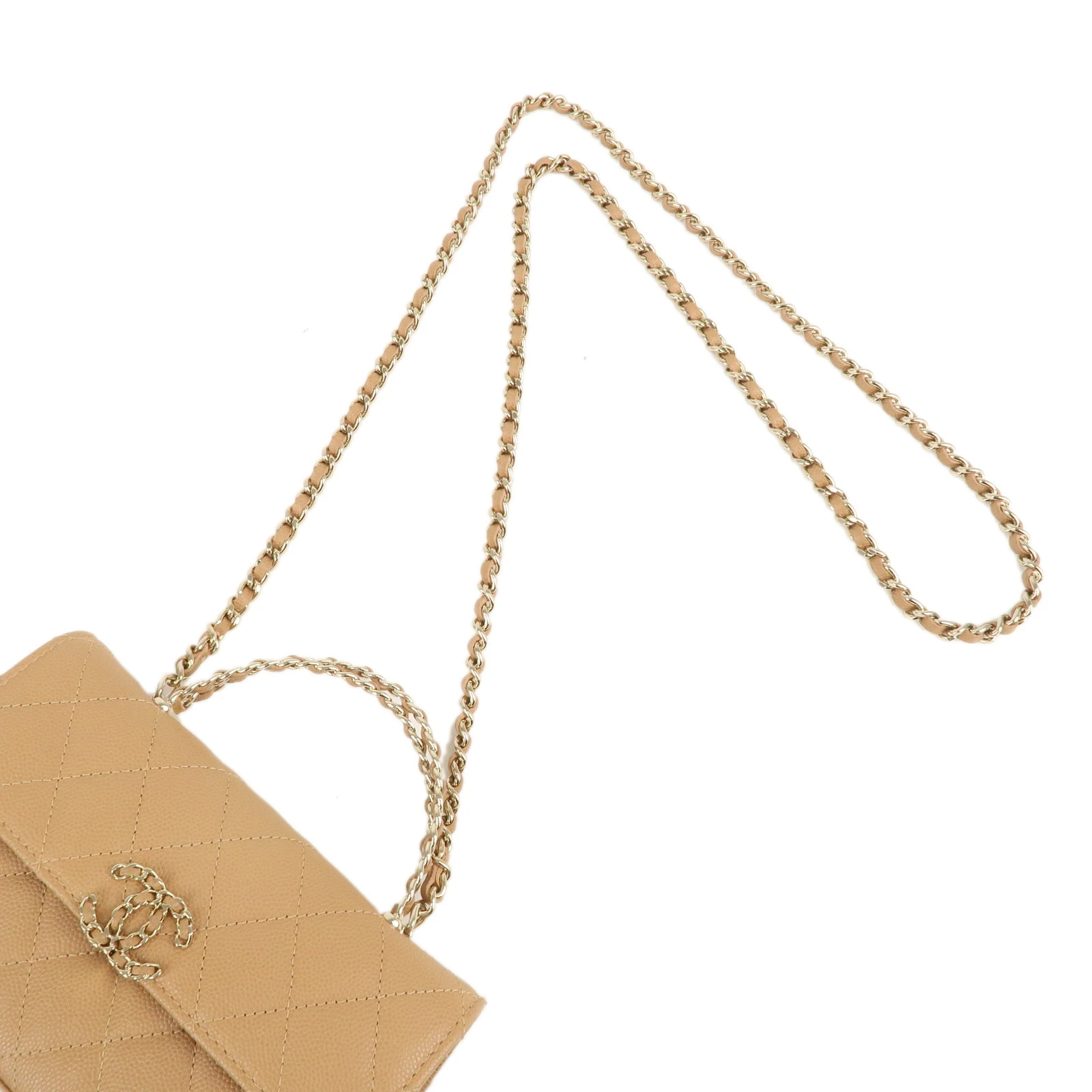 Chanel Gold Caviar Leather Vanity Handle Chain Shoulder Bag
