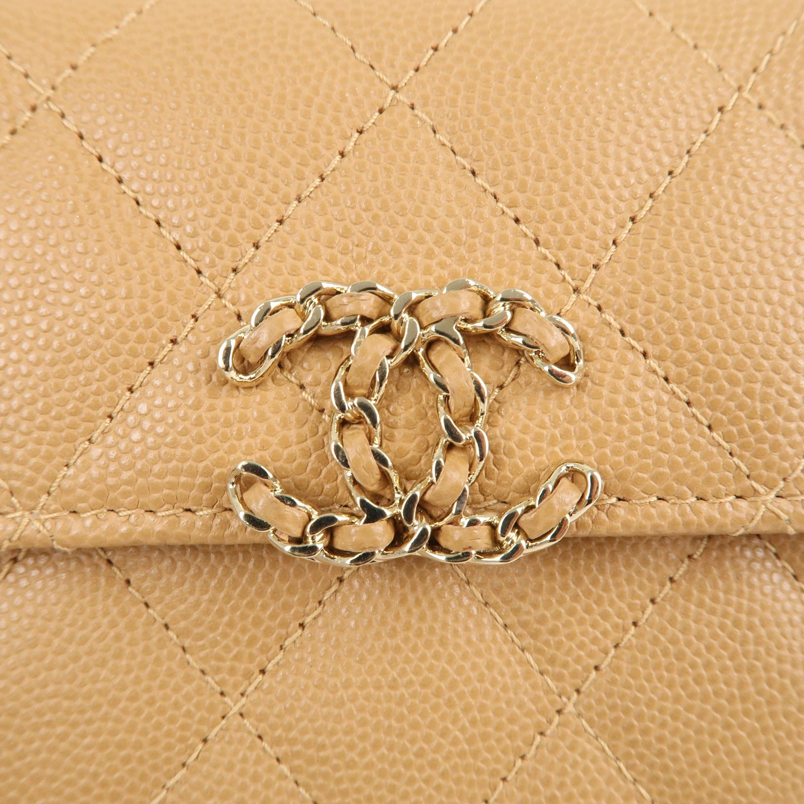 Chanel Gold Caviar Leather Vanity Handle Chain Shoulder Bag