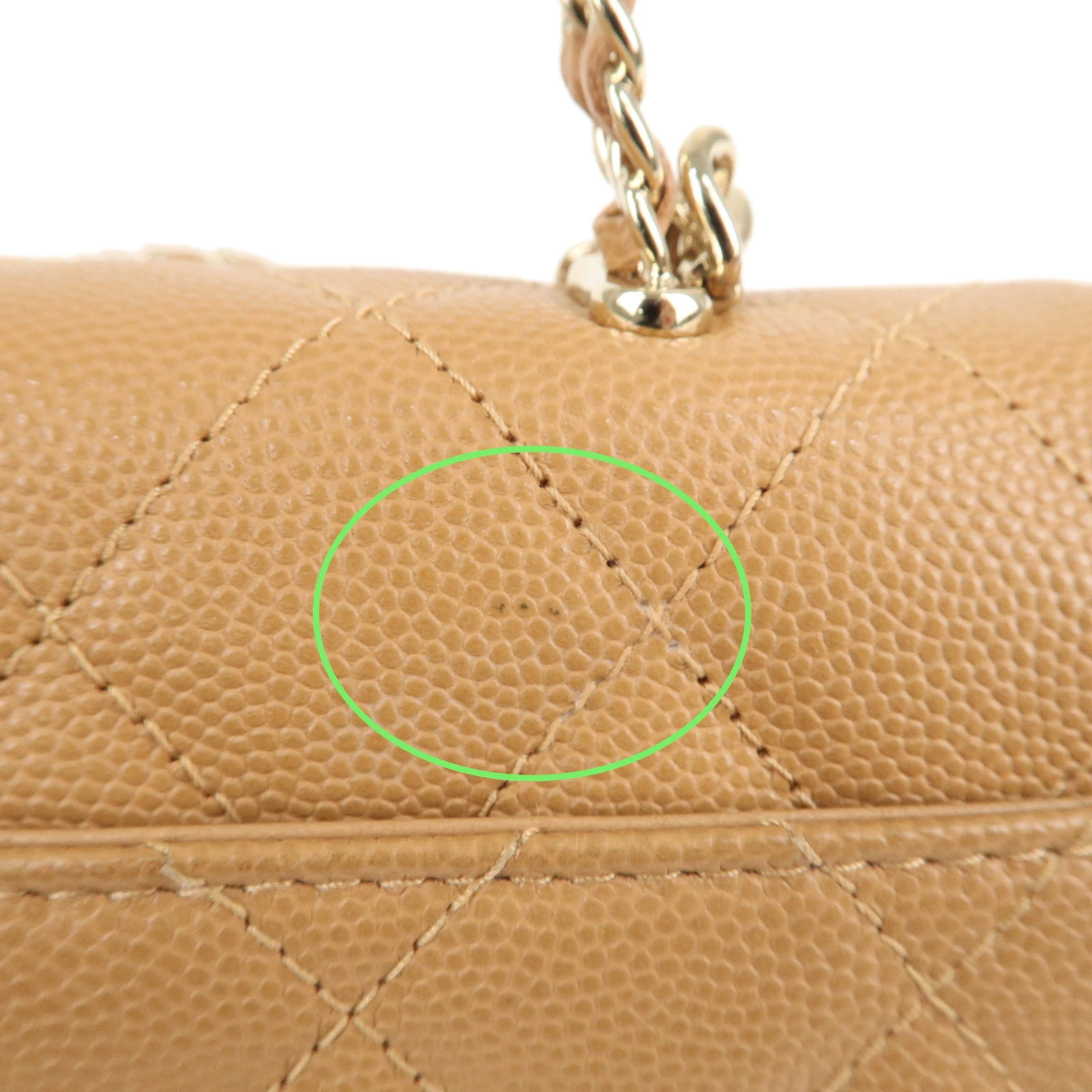 Chanel Gold Caviar Leather Vanity Handle Chain Shoulder Bag