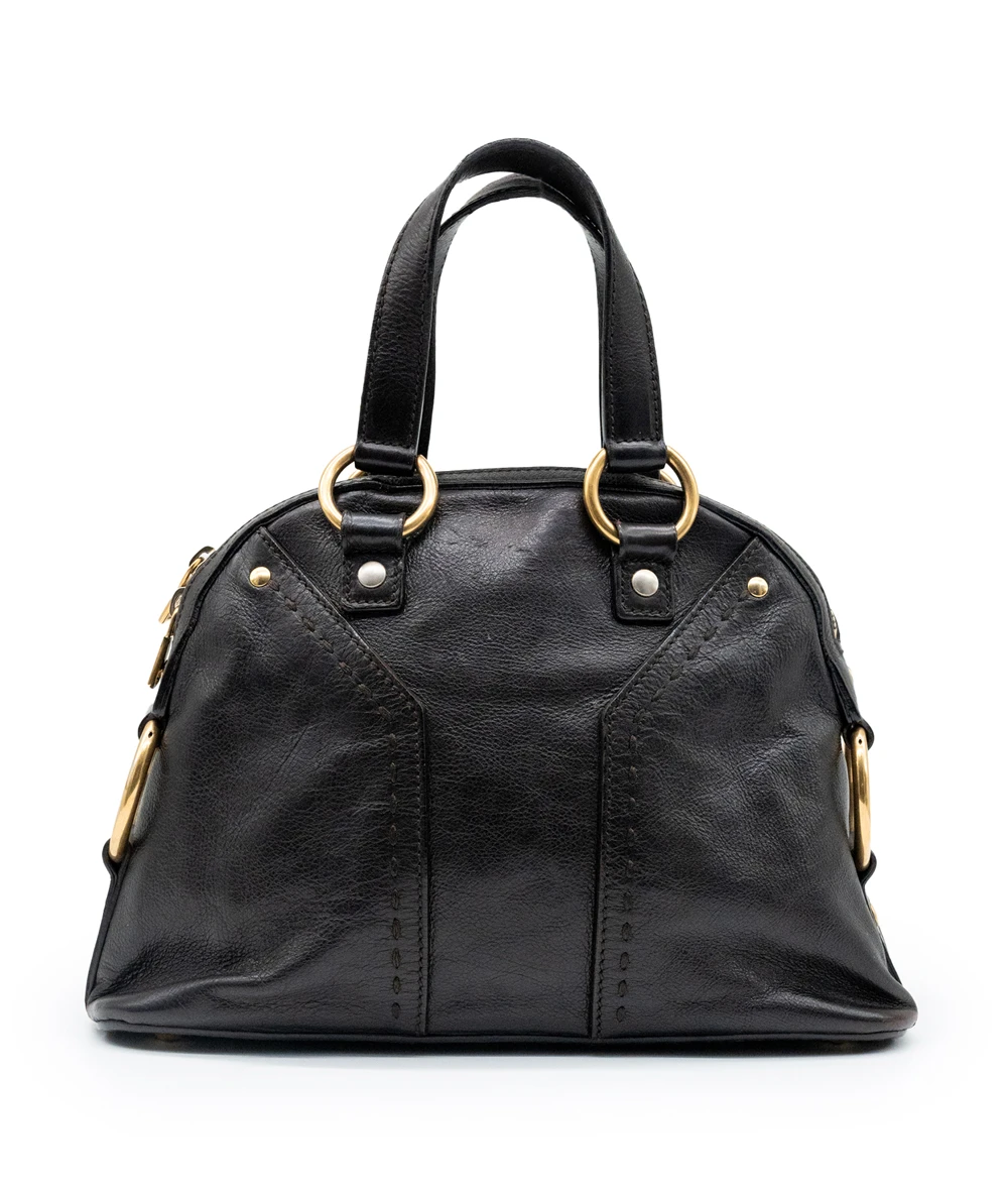 Yves Saint Laurent Dark Brown Patent Leather Small Muse Satchel Bag