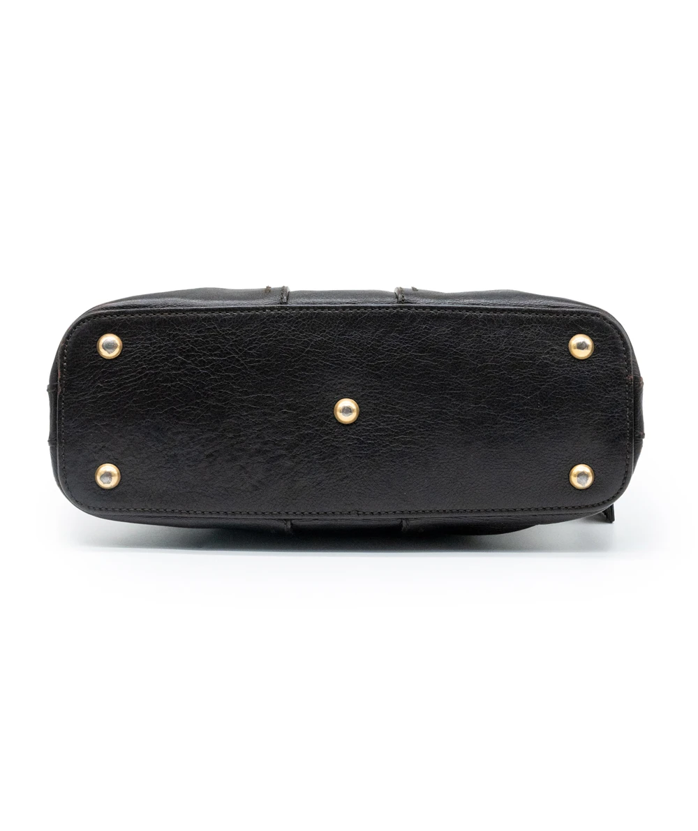 Yves Saint Laurent Dark Brown Patent Leather Small Muse Satchel Bag