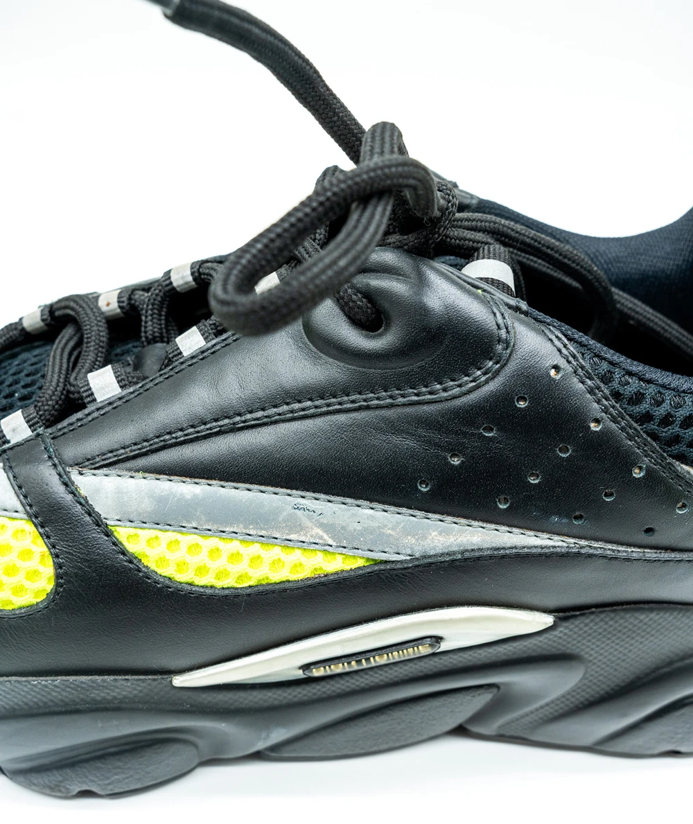 Dior Size 42 Black/Neon Green Leather and Mesh B22 Sneakers