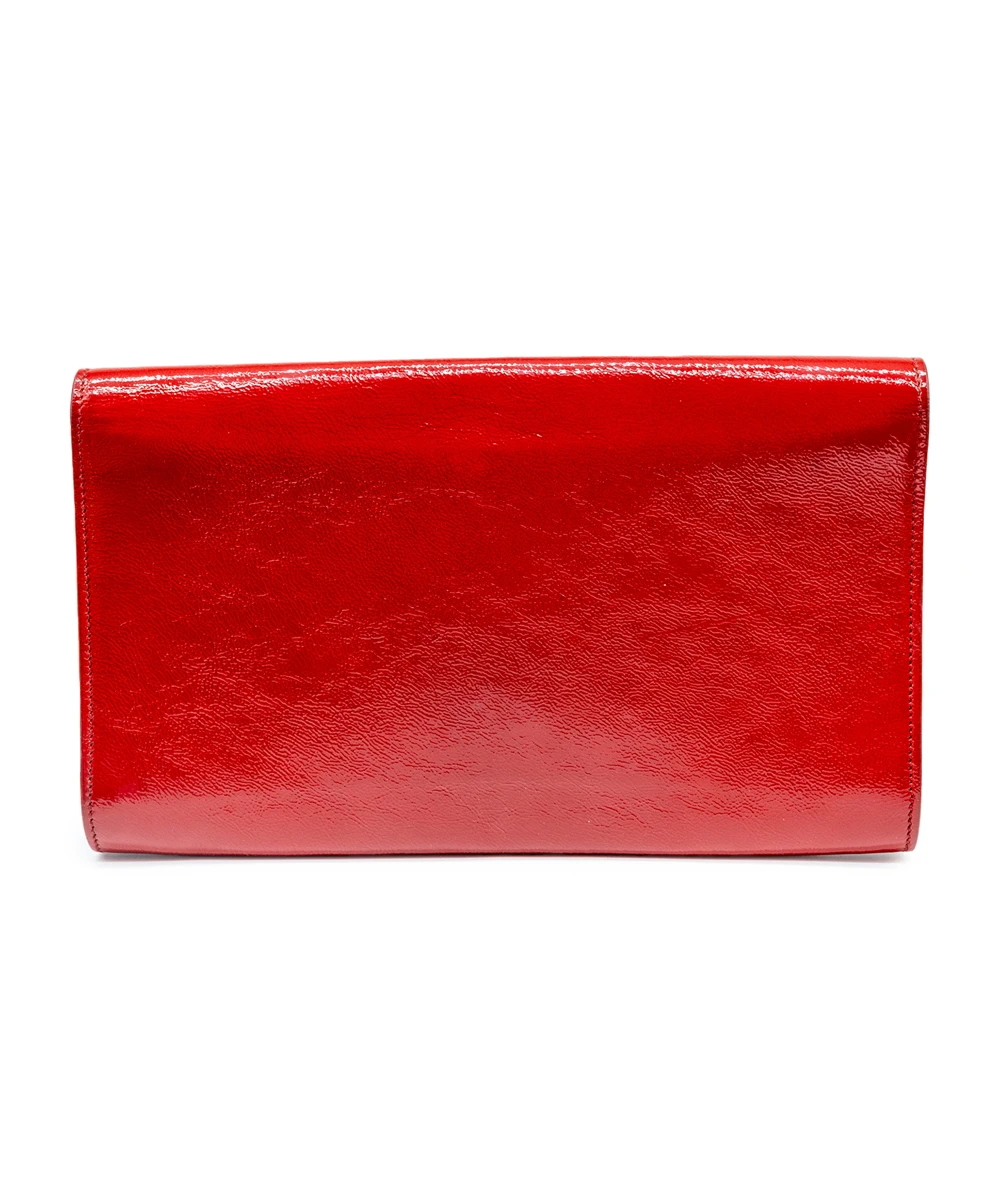 Yves Saint Laurent Red Patent Leather Belle De Jour Flap Clutch