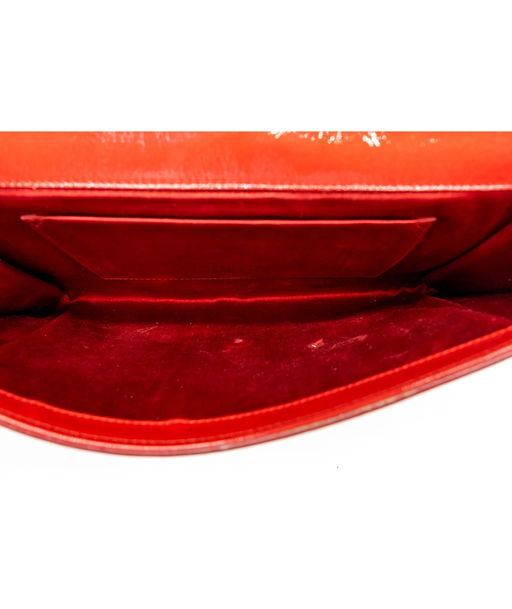 Yves Saint Laurent Red Patent Leather Belle De Jour Flap Clutch
