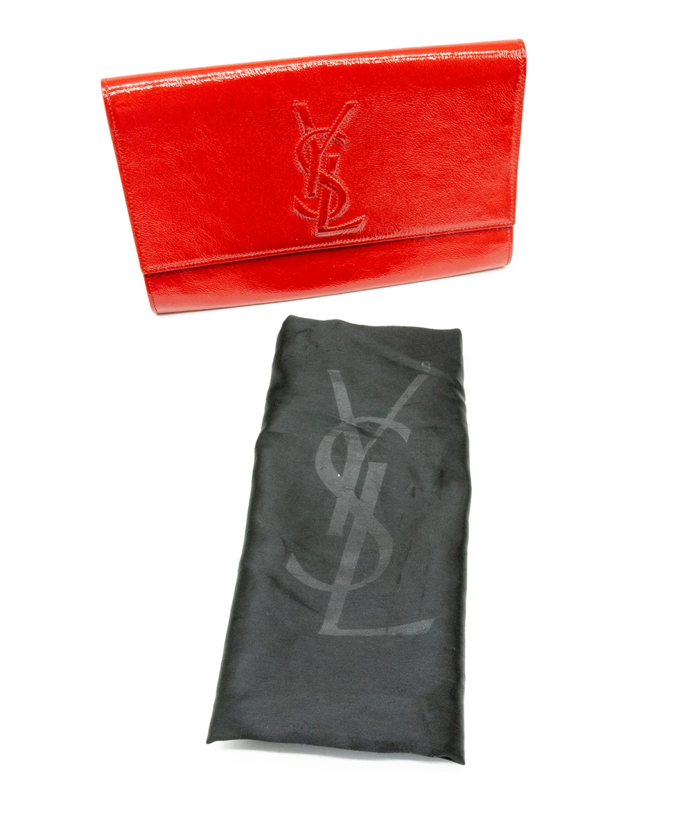 Yves Saint Laurent Red Patent Leather Belle De Jour Flap Clutch