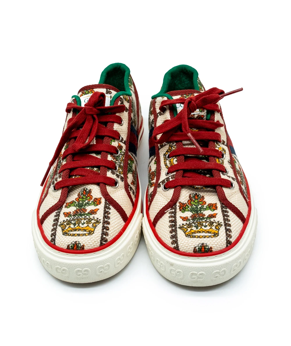Gucci Size 46 Tennis 1977 Crown Print Mens Sneakers