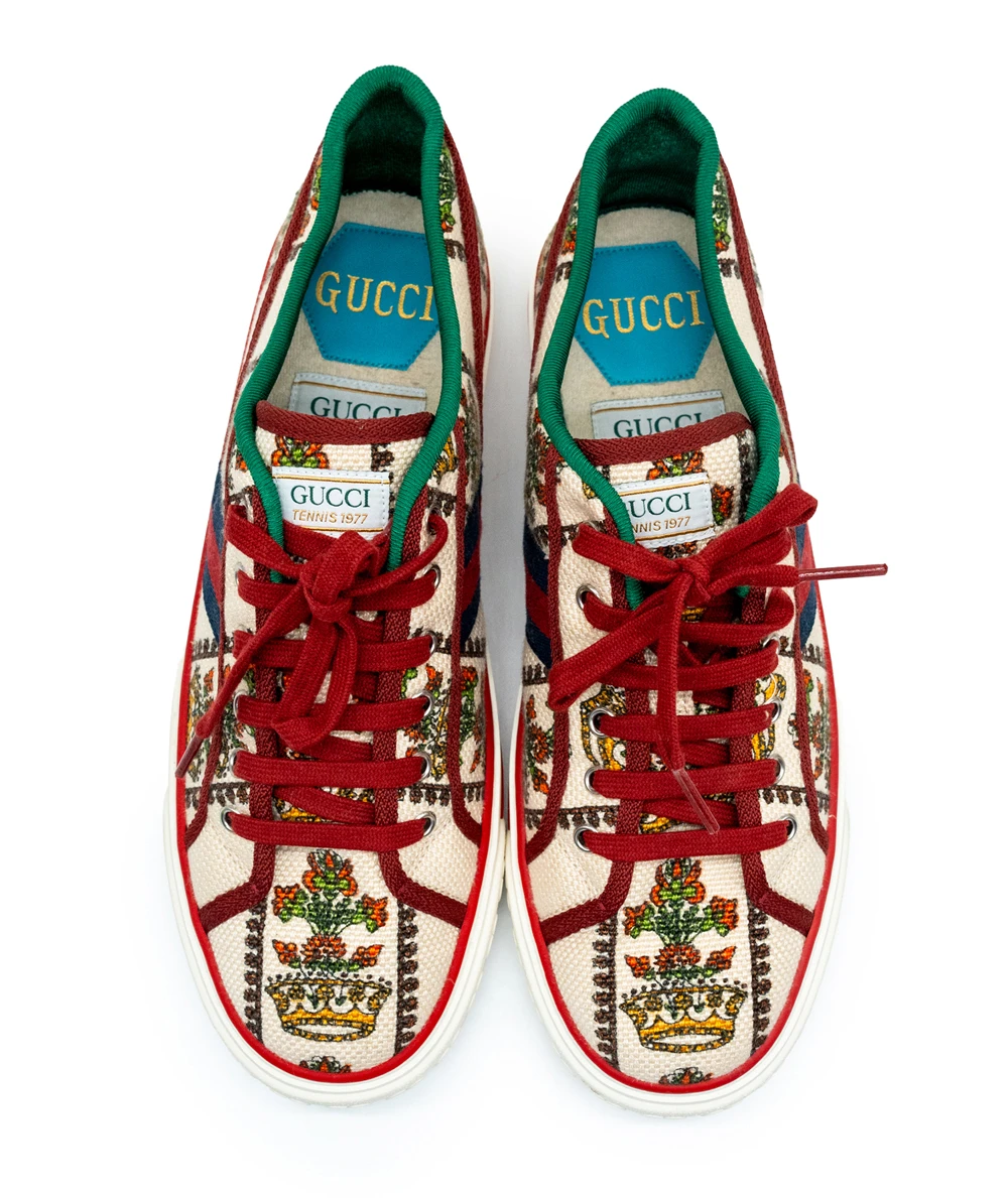 Gucci Size 46 Tennis 1977 Crown Print Mens Sneakers