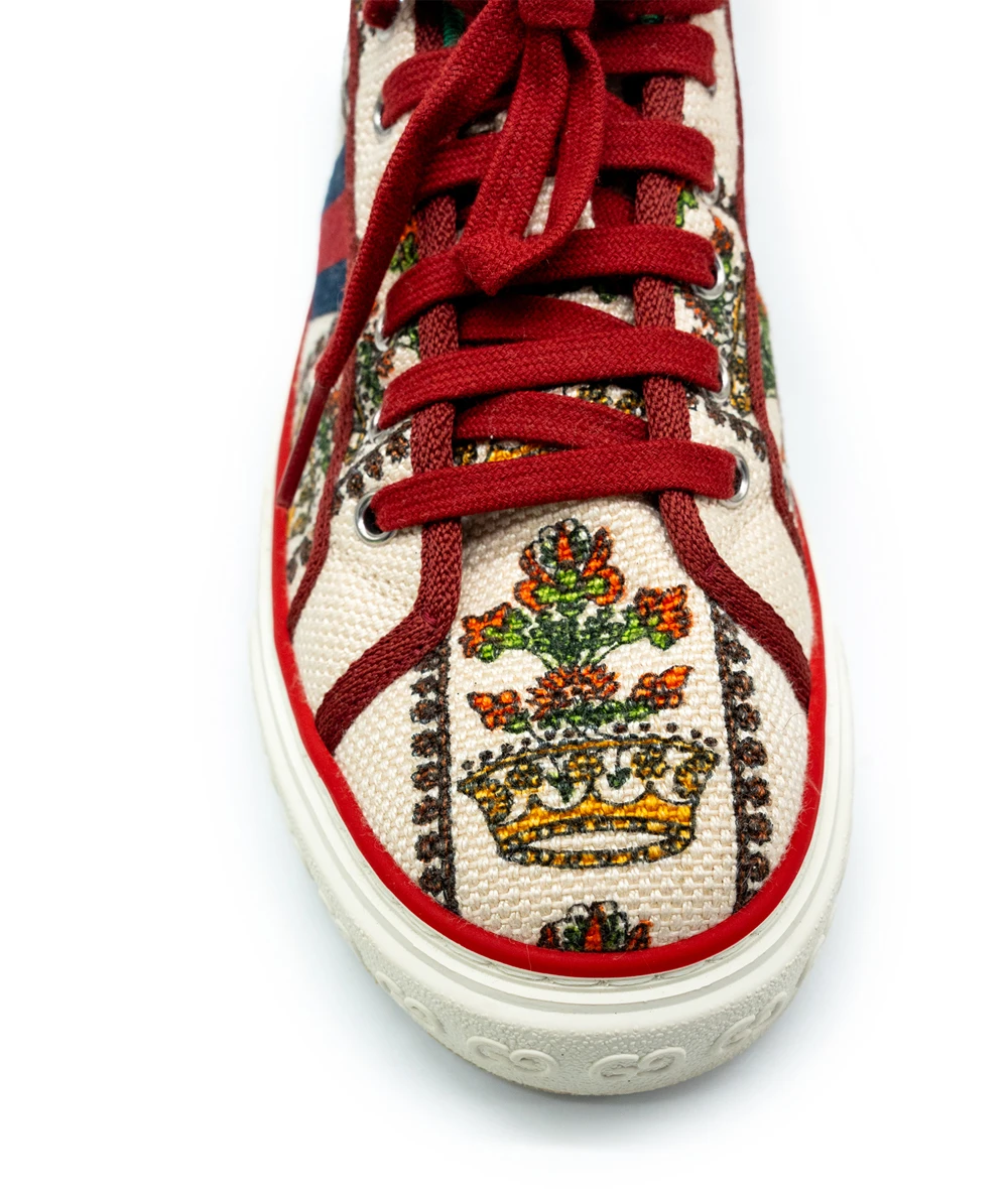 Gucci Size 46 Tennis 1977 Crown Print Mens Sneakers