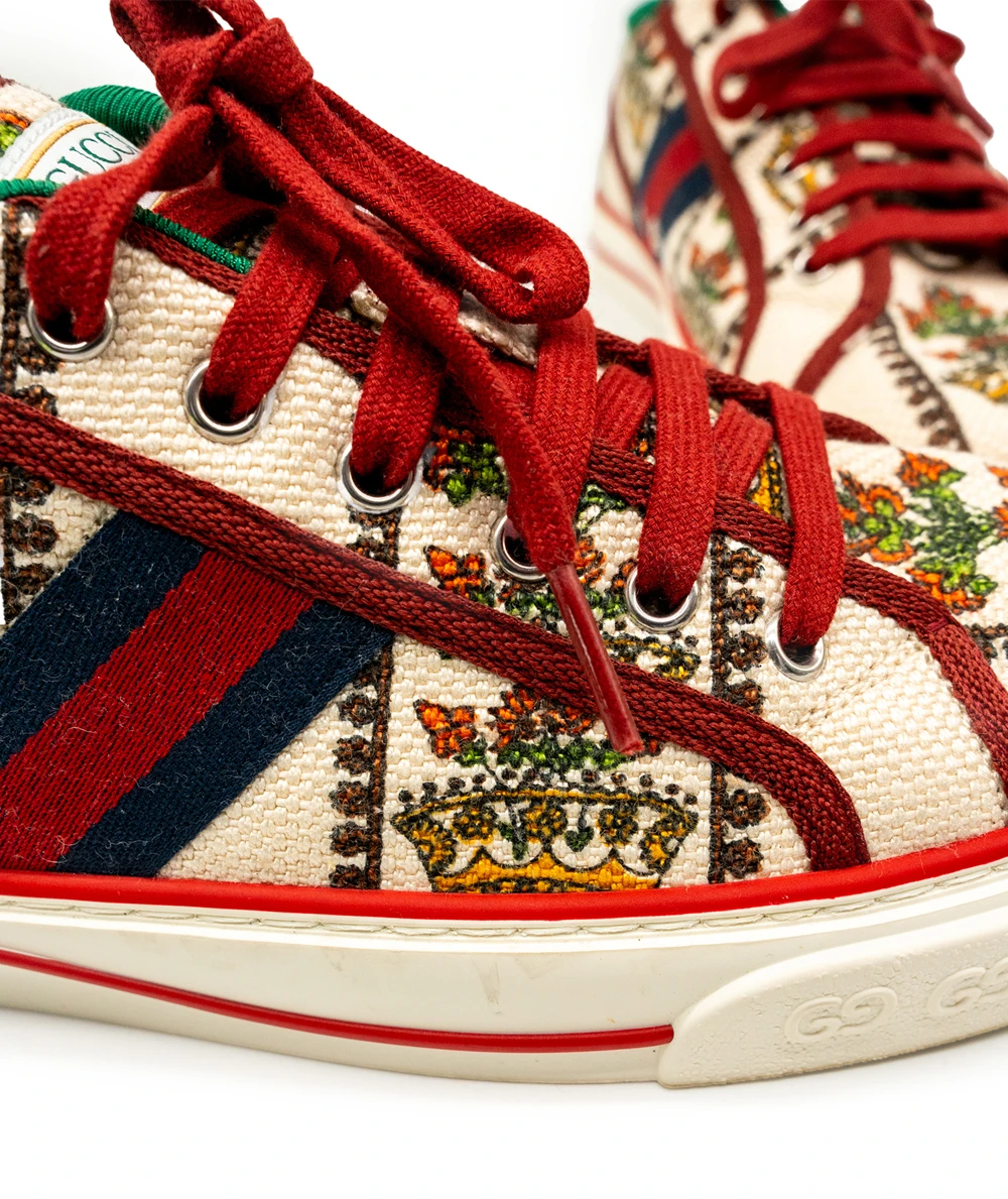 Gucci Size 46 Tennis 1977 Crown Print Mens Sneakers