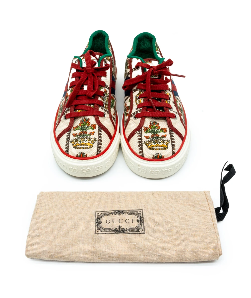 Gucci Size 46 Tennis 1977 Crown Print Mens Sneakers