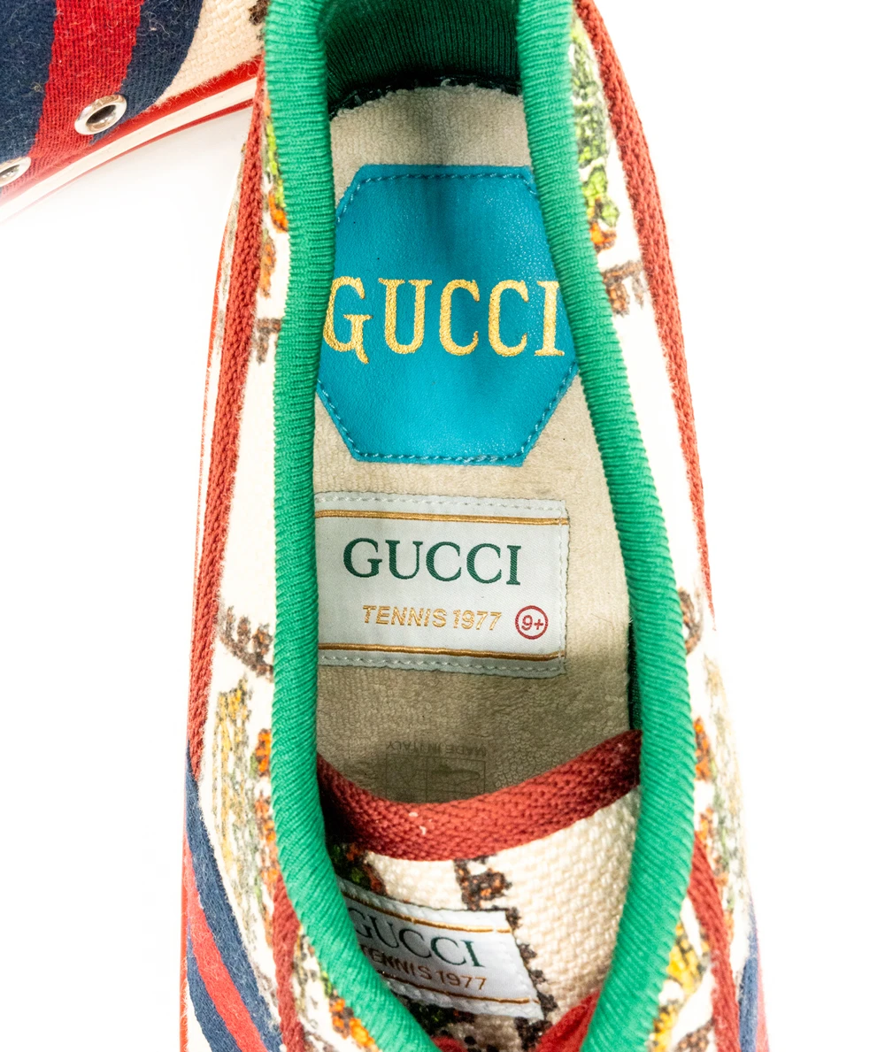 Gucci Size 46 Tennis 1977 Crown Print Mens Sneakers