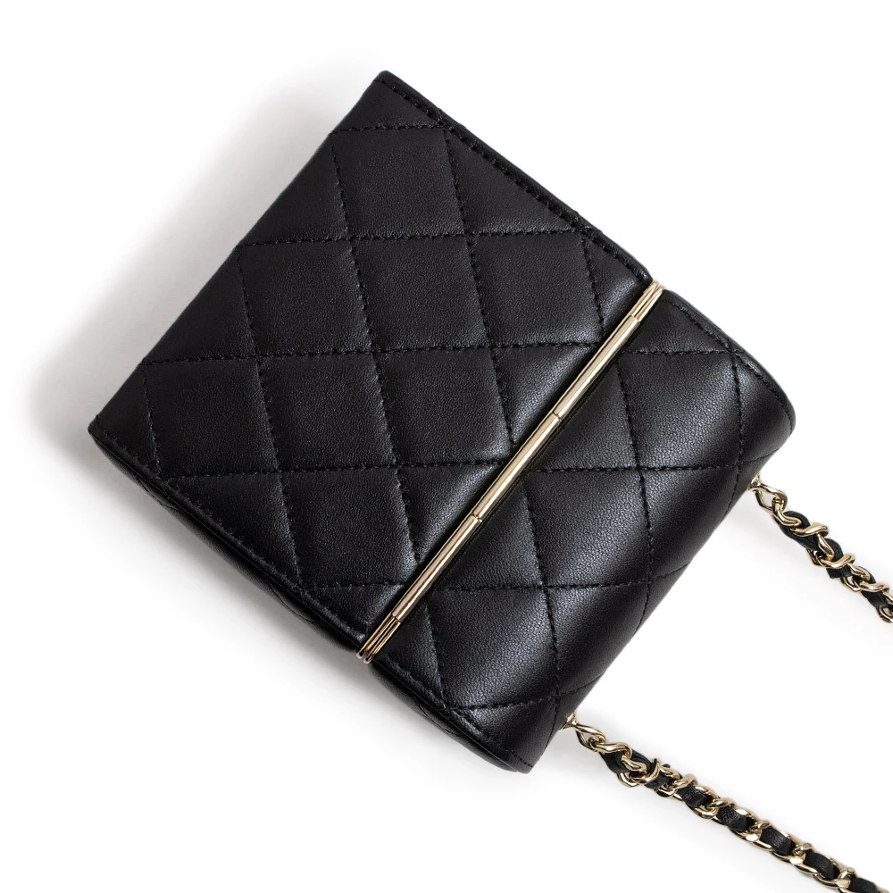 Chanel Black Quilted Lambskin Box Chain Vanity Shoulder Bag
