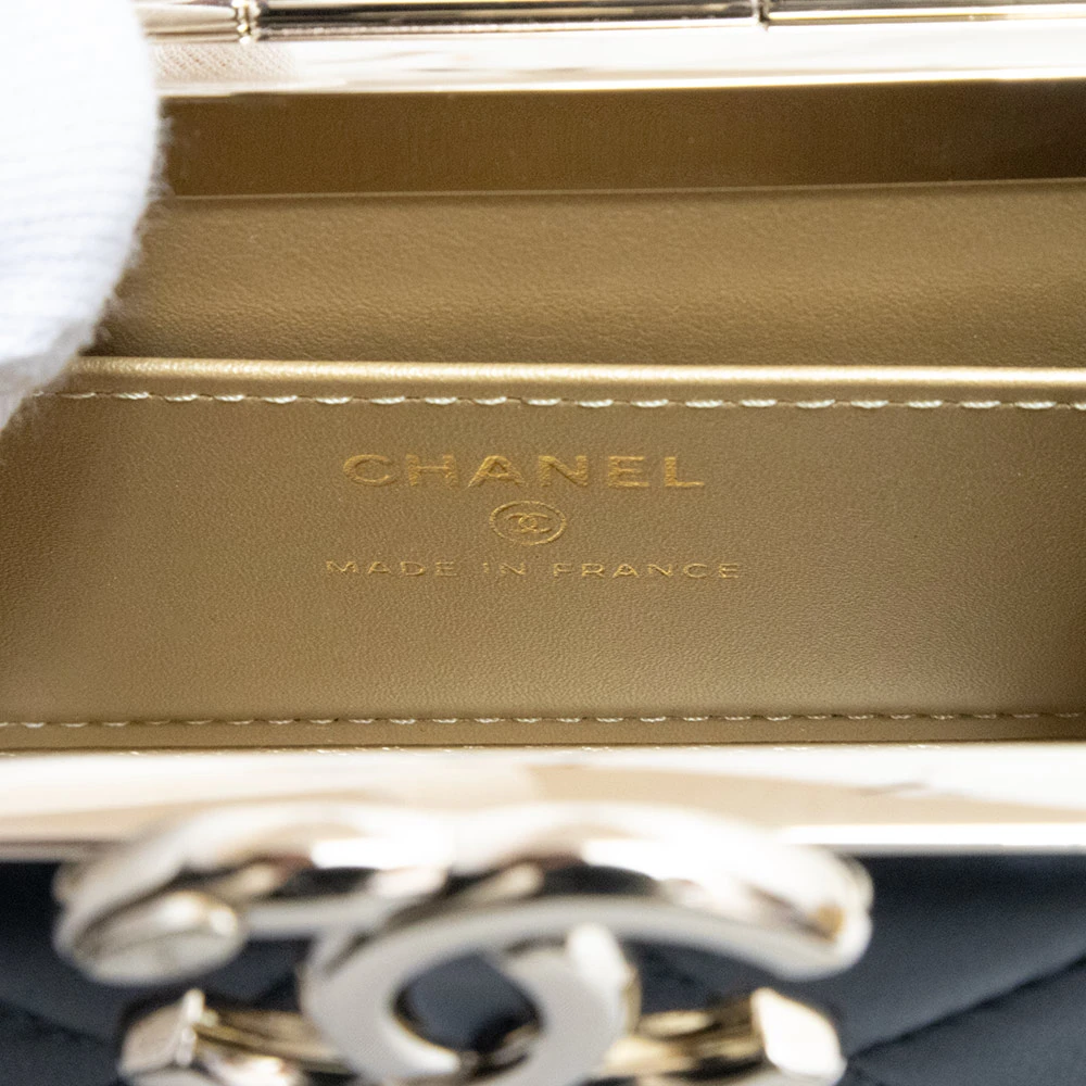 Chanel Black Quilted Lambskin Box Chain Vanity Shoulder Bag
