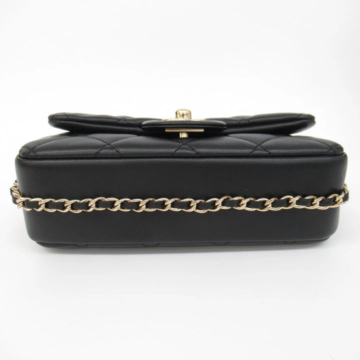 Chanel Black Lambskin Quilted Mini My Precious Pearls Chain Shoulder Bag