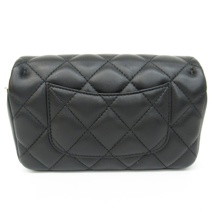 Chanel Black Lambskin Quilted Mini My Precious Pearls Chain Shoulder Bag