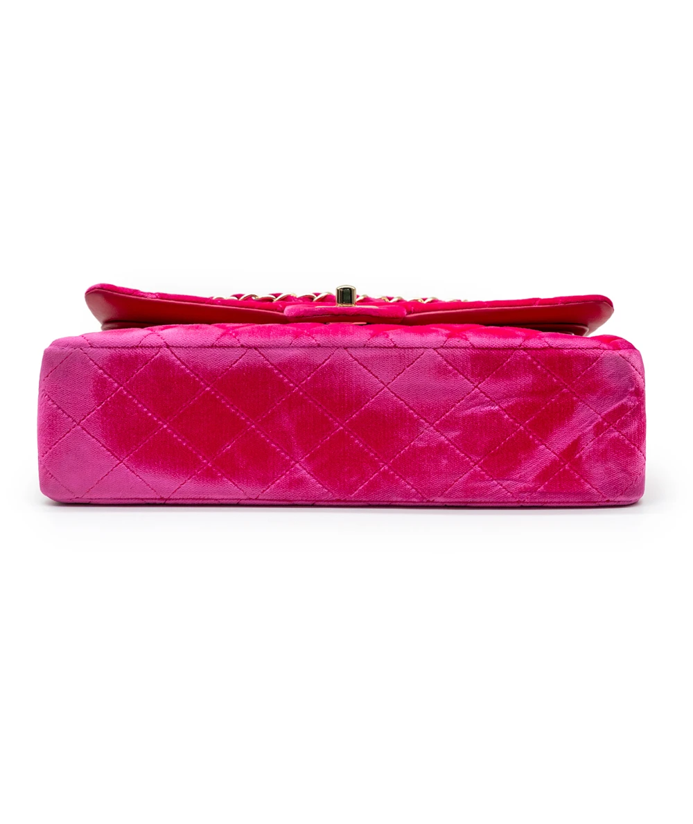 Chanel Fuschia Pink Quilted Velvet Medium Classic Double Flap Bag